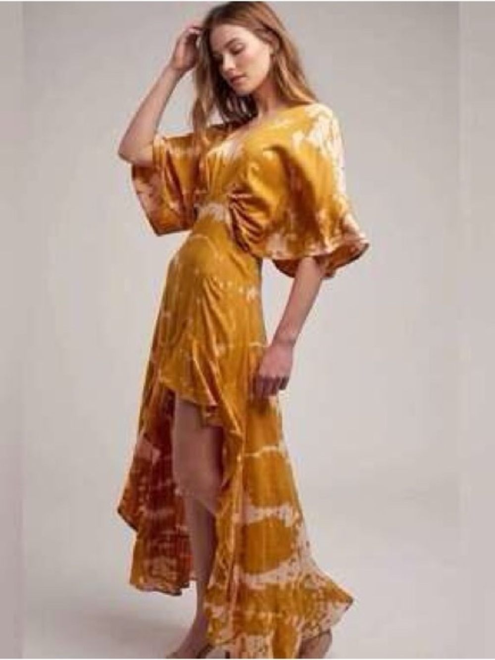 Young Fabulous & Broke Mustard Tie-Dye High-Low Maxi Dress